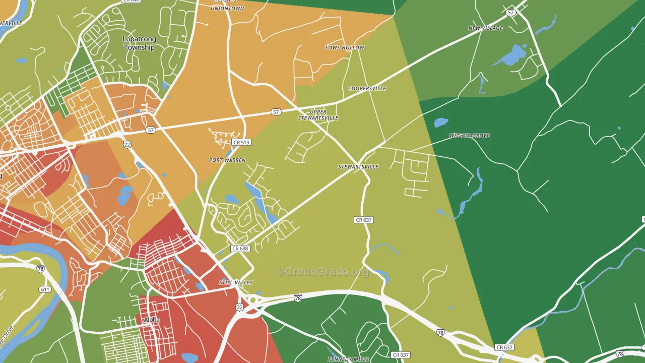 08886, NJ Map of Theft Rates