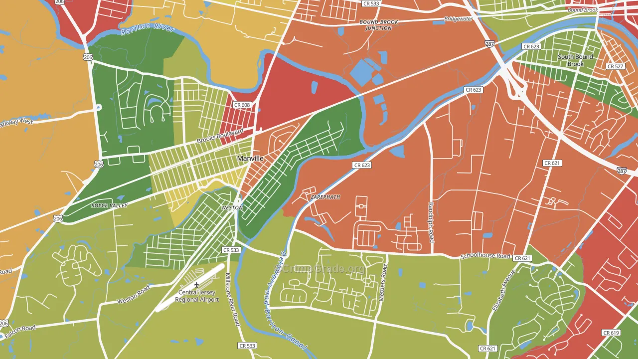 08890, NJ Map of Theft Rates