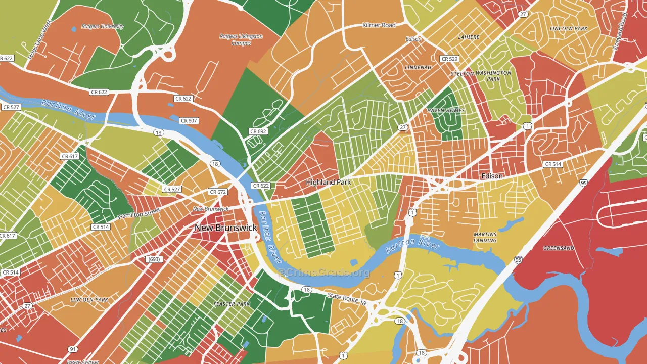 08904, NJ Map of Theft Rates