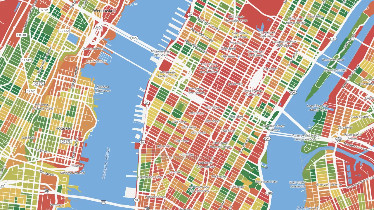 10001, NY Map of Theft Rates
