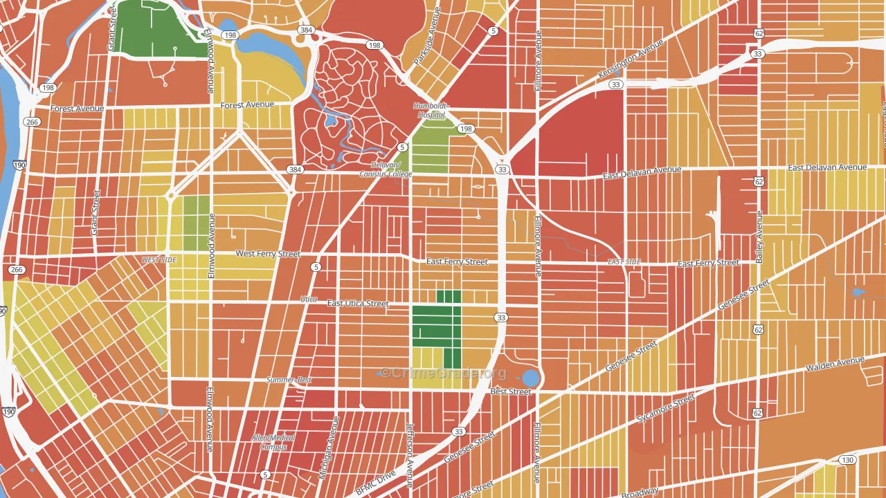 14208, NY Map of Theft Rates
