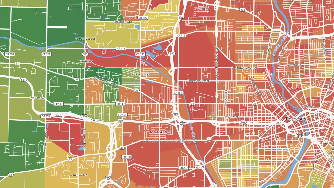 14606, NY Map of Theft Rates