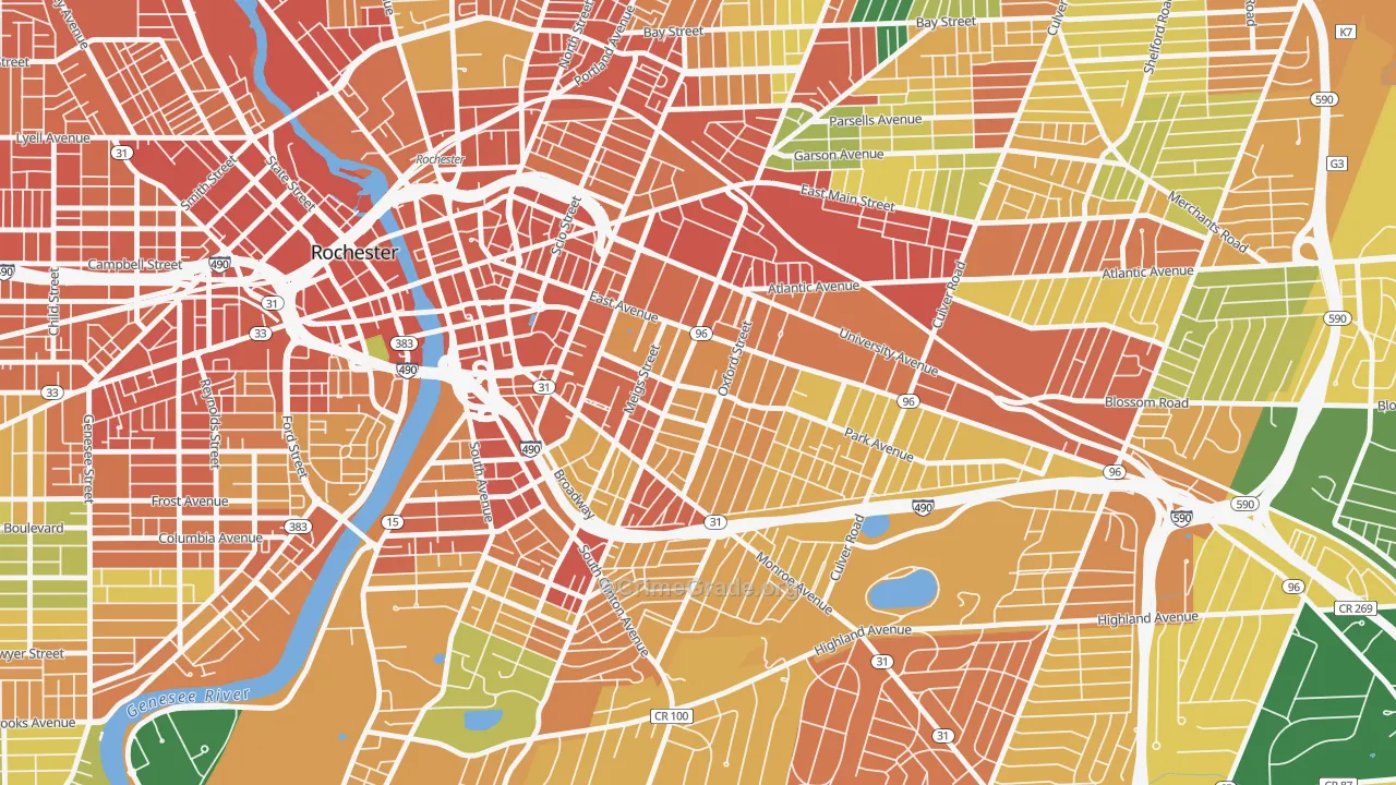 14607, NY Map of Theft Rates