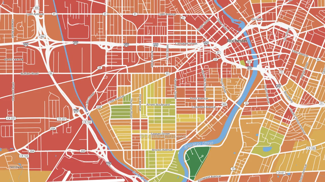 14611, NY Map of Theft Rates