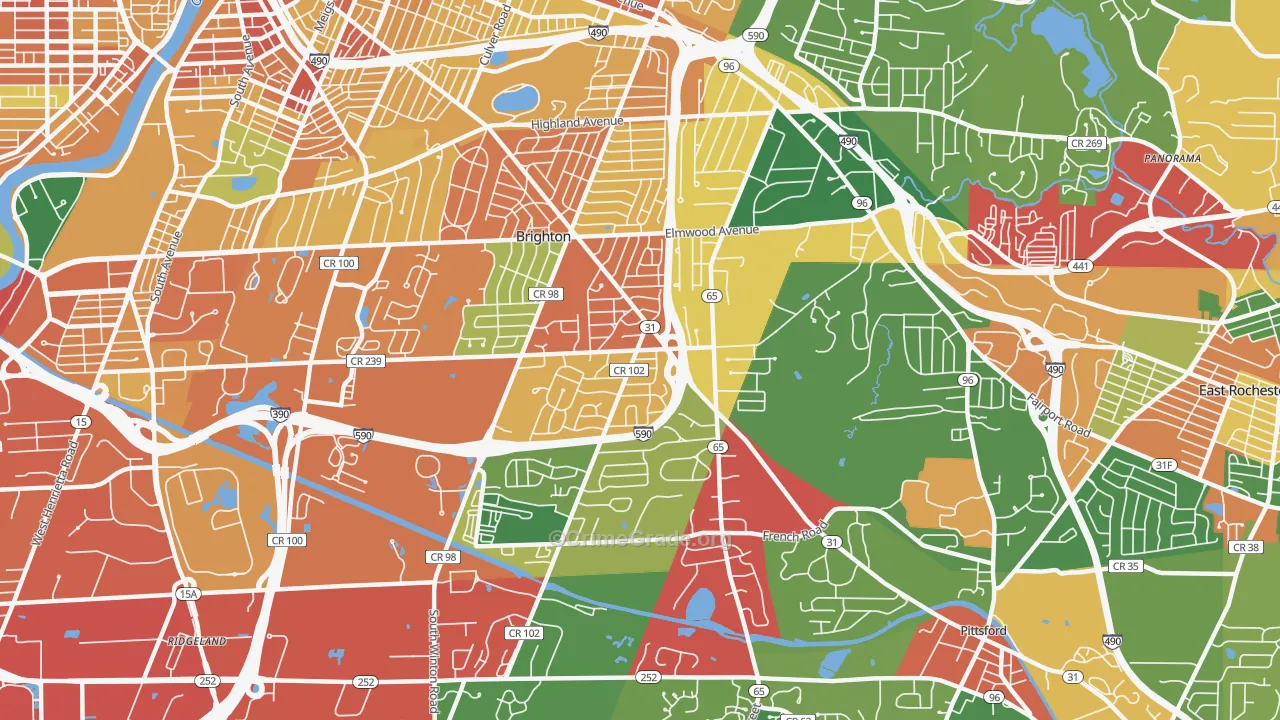 14618, NY Map of Theft Rates