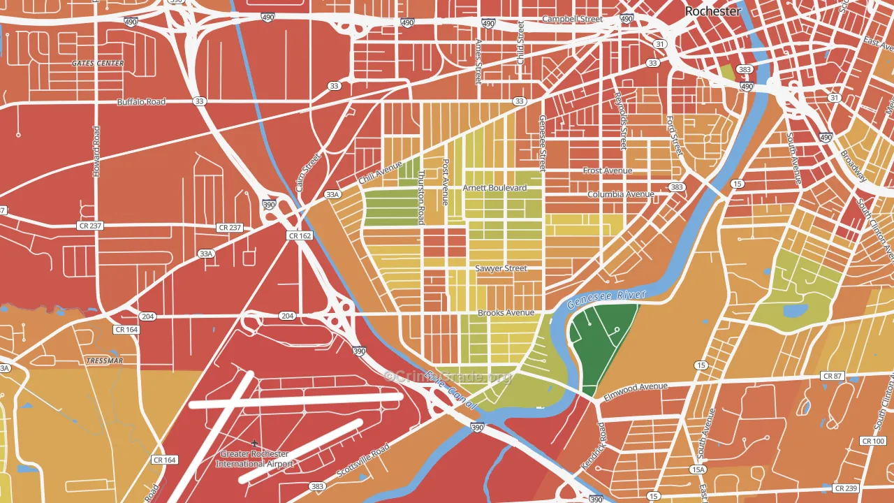 14619, NY Map of Theft Rates