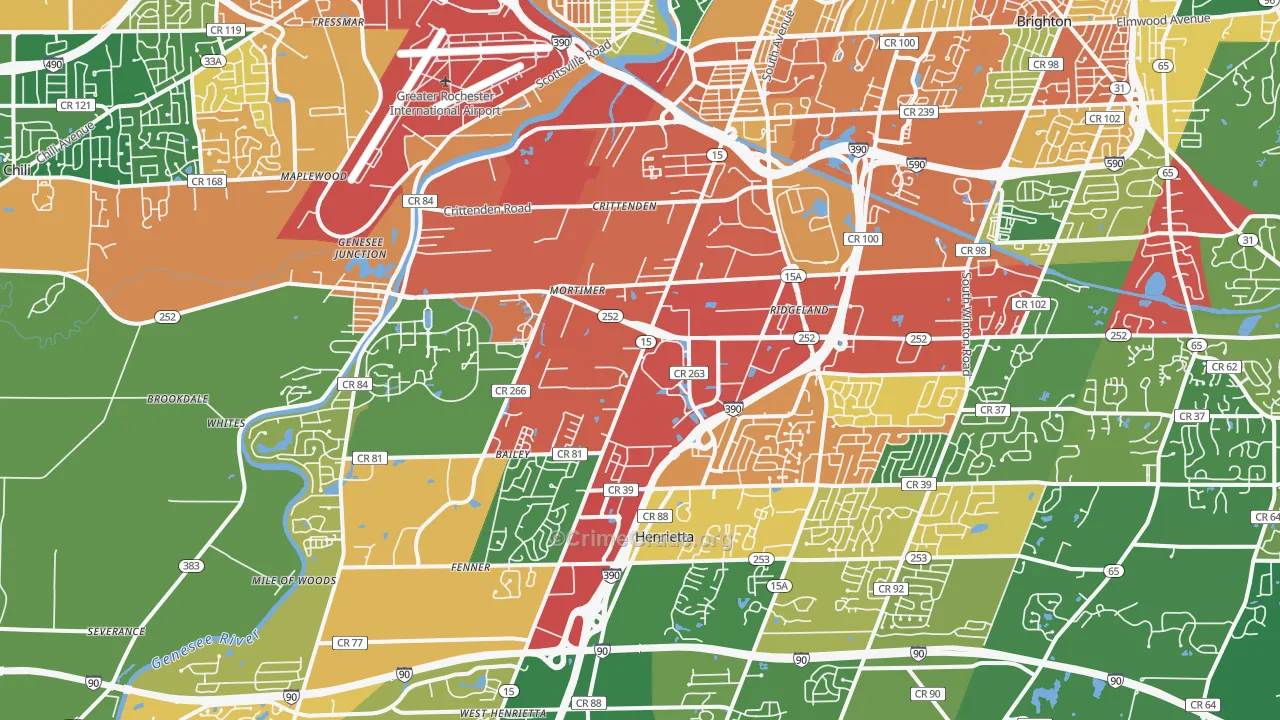 14623, NY Map of Theft Rates