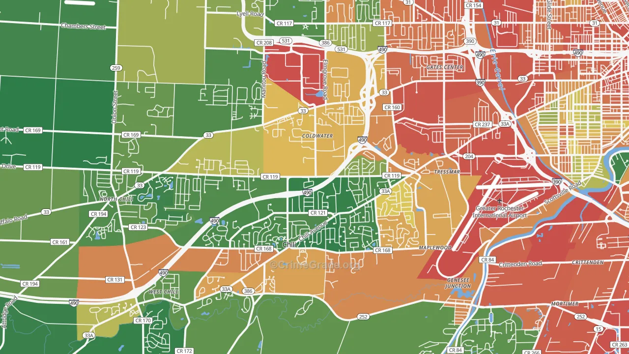14624, NY Map of Theft Rates