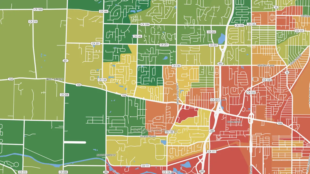14626, NY Map of Theft Rates