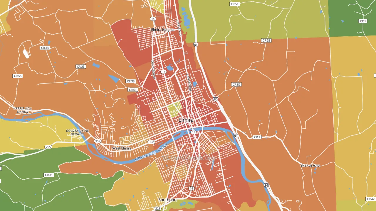 14901, NY Map of Theft Rates
