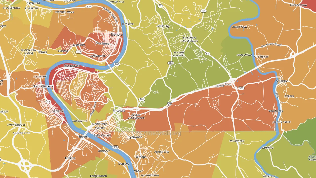 15012, PA Map of Theft Rates