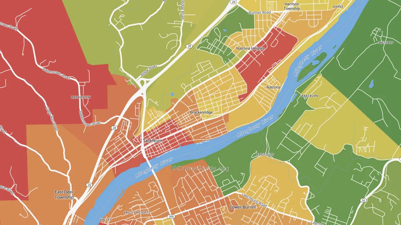 15014, PA Map of Theft Rates
