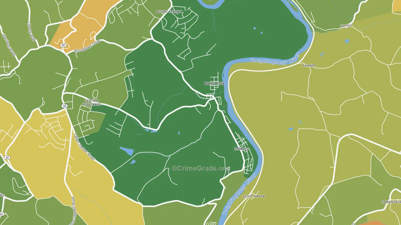 15018, PA Map of Theft Rates