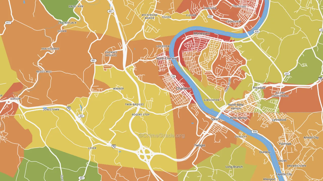 15022, PA Map of Theft Rates