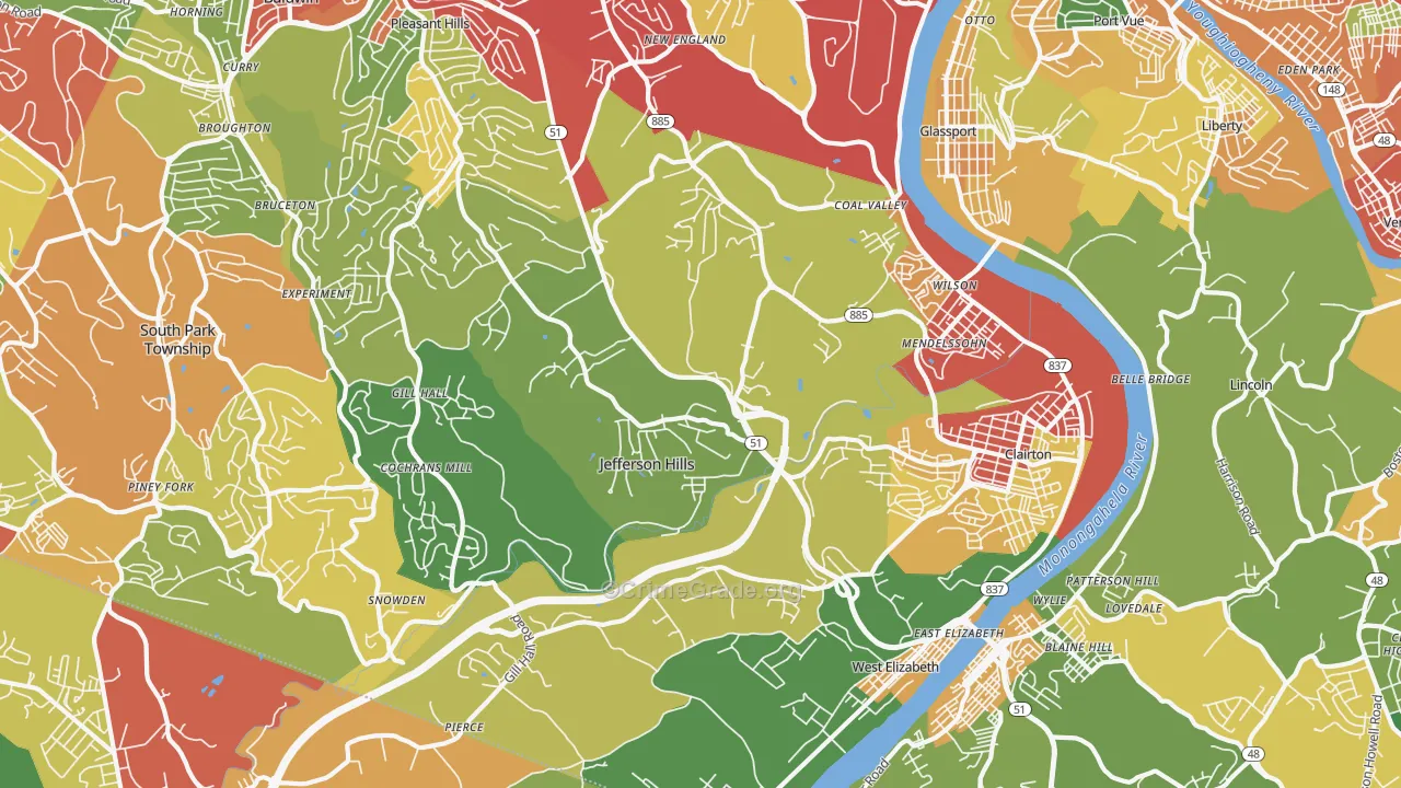 15025, PA Map of Theft Rates
