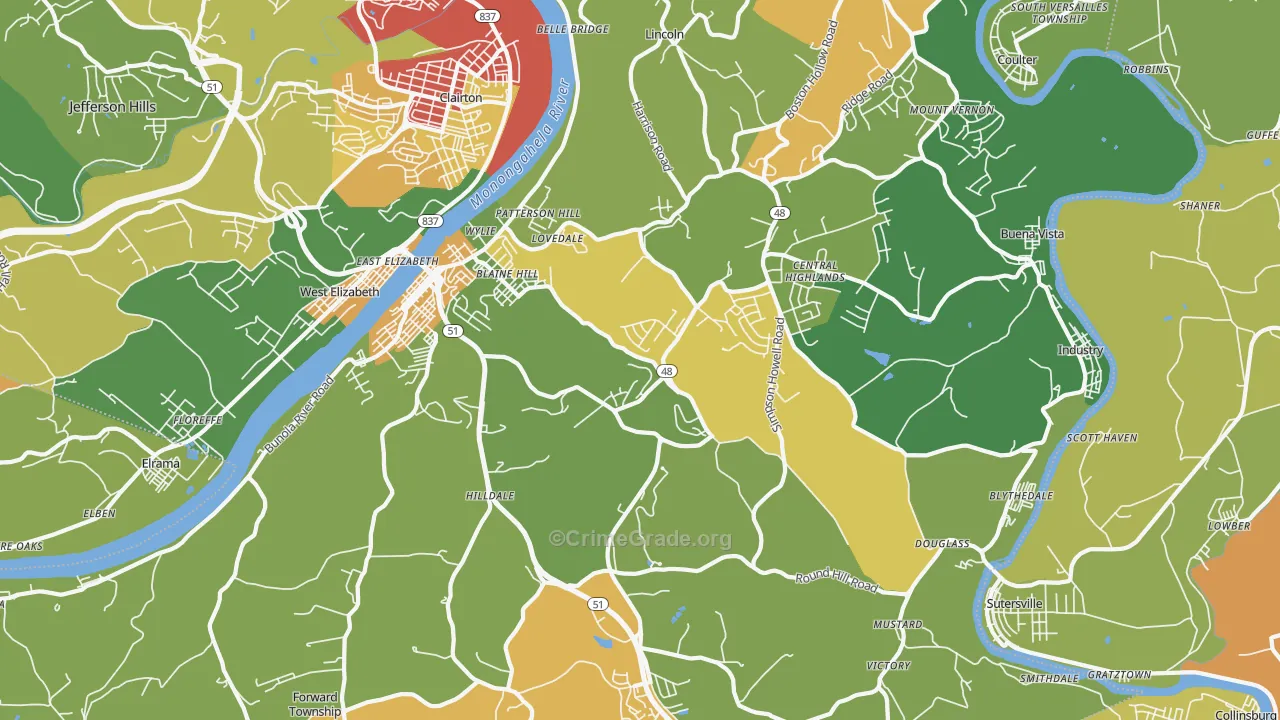 15037, PA Map of Theft Rates