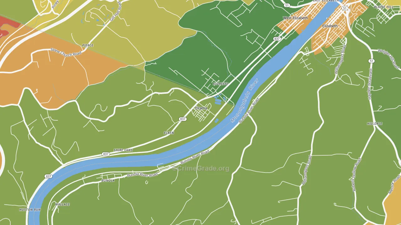 15038, PA Map of Theft Rates
