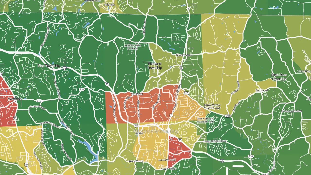 15044, PA Map of Theft Rates