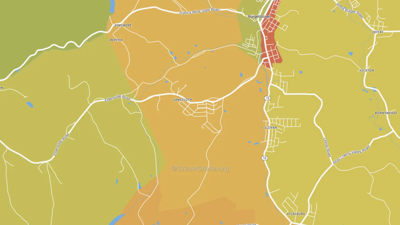 15054, PA Map of Theft Rates