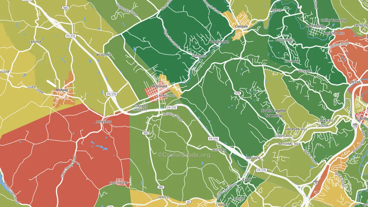 15057, PA Map of Theft Rates