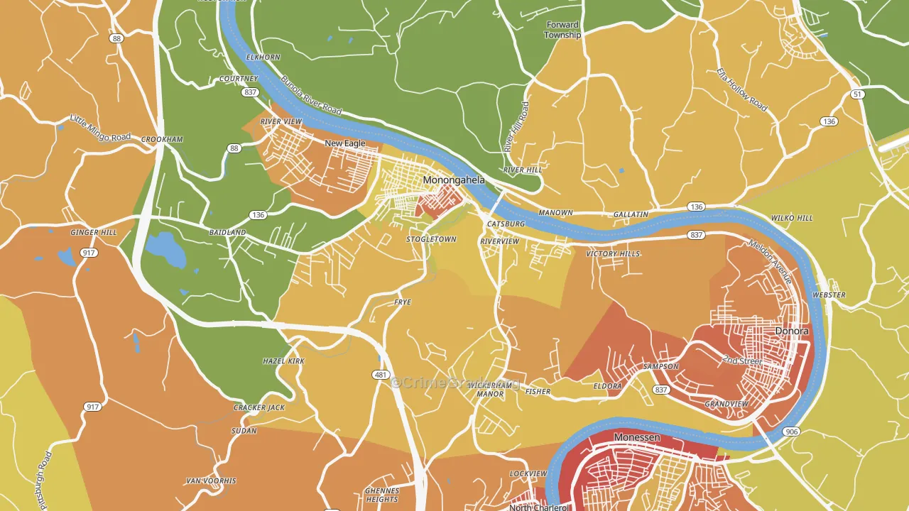 15063, PA Map of Theft Rates