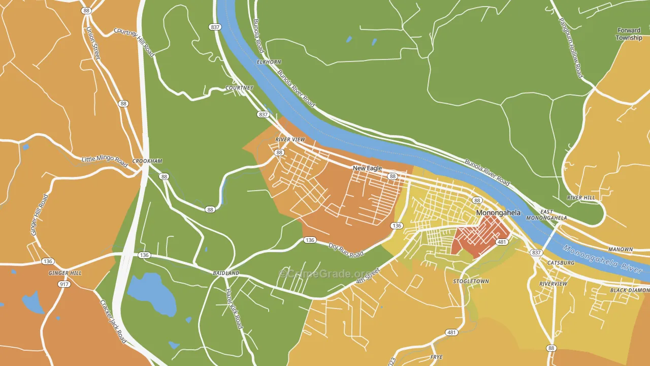 15067, PA Map of Theft Rates