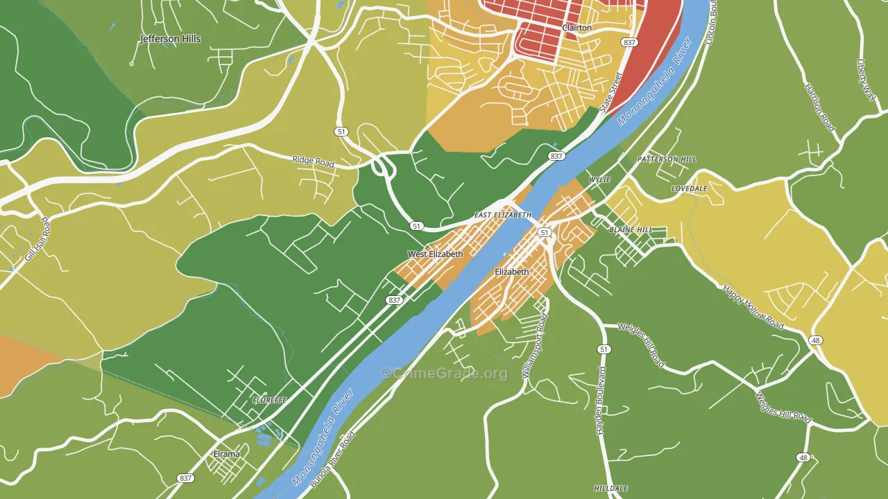 15088, PA Map of Theft Rates