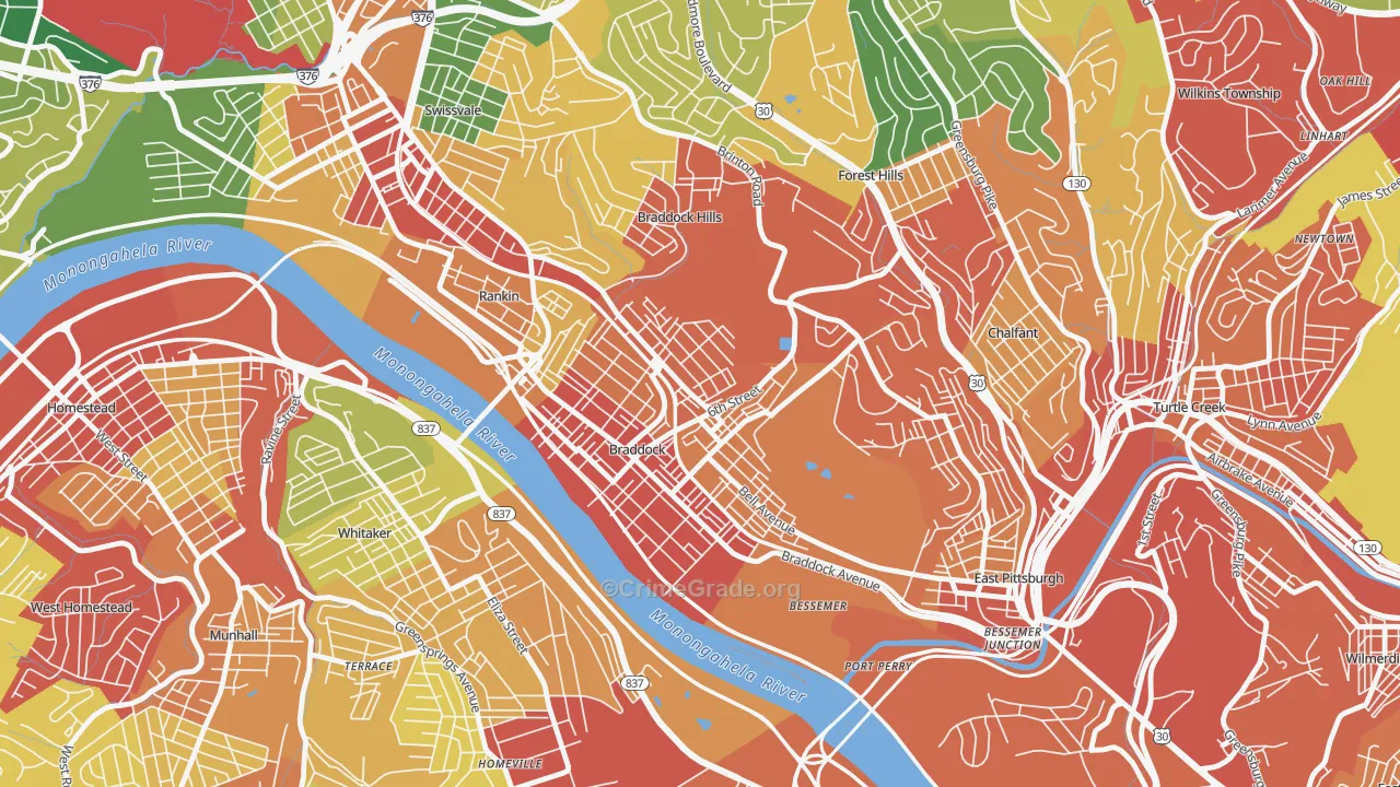 15104, PA Map of Theft Rates