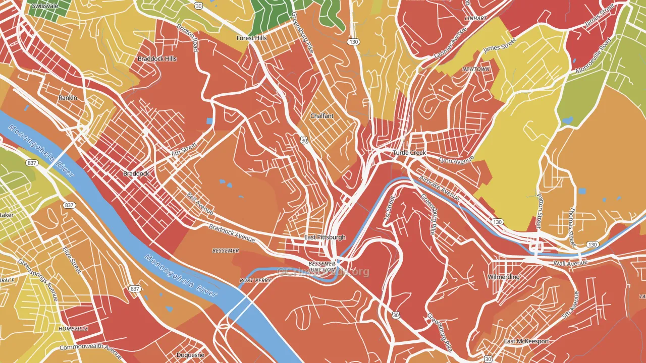 15112, PA Map of Theft Rates