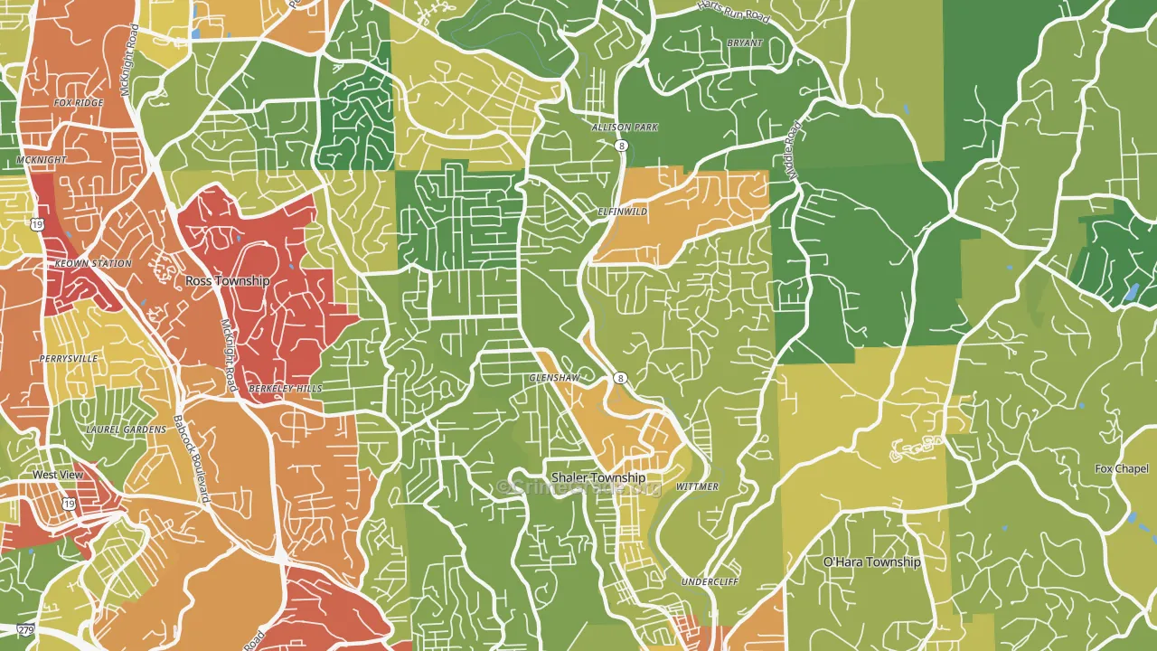 15116, PA Map of Theft Rates