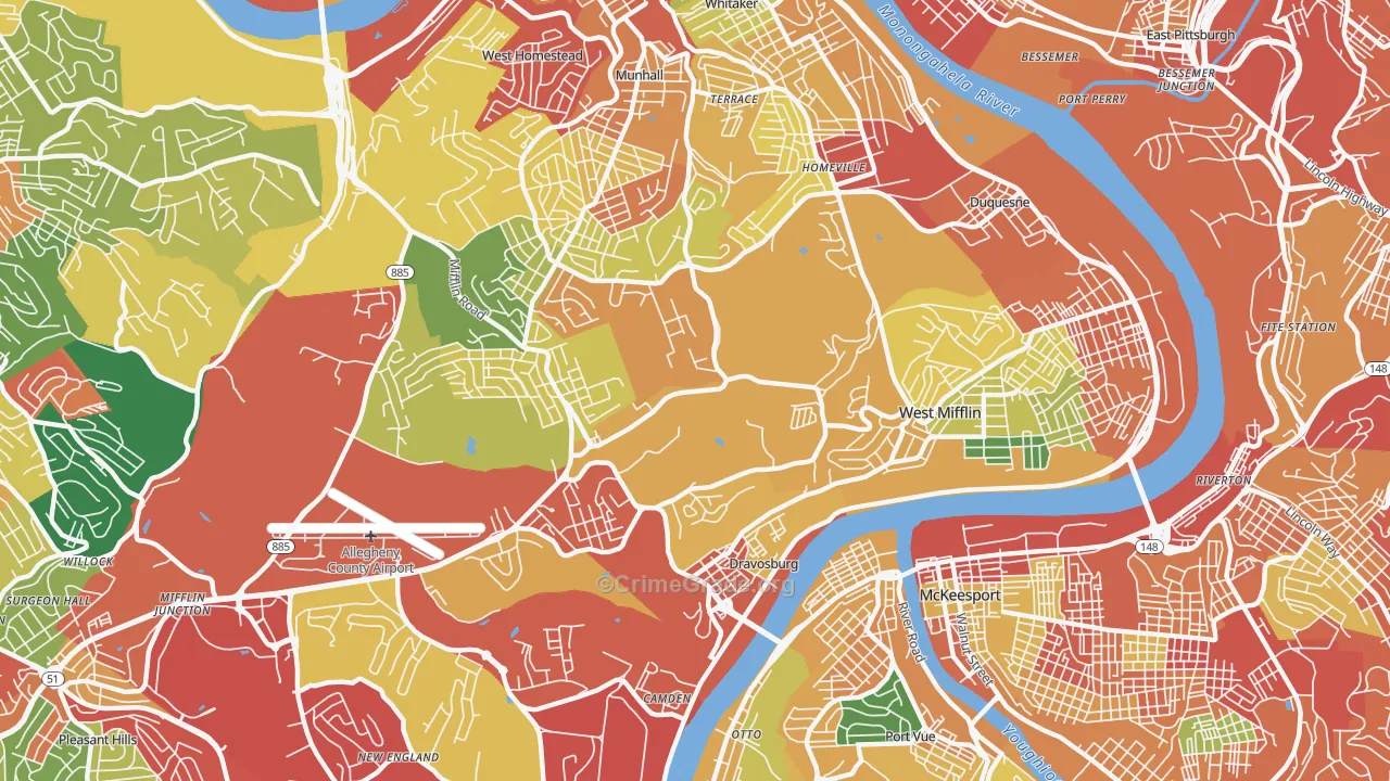 15122, PA Map of Theft Rates