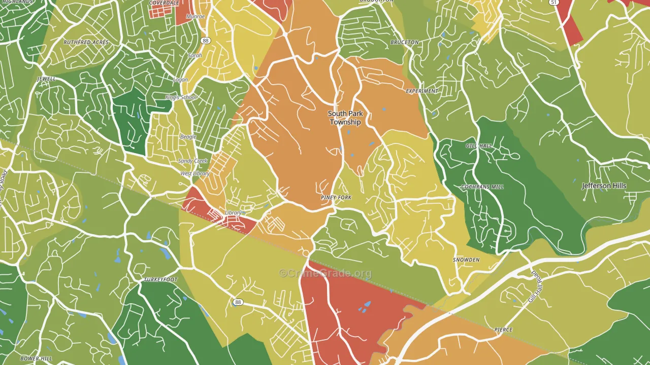 15129, PA Map of Theft Rates