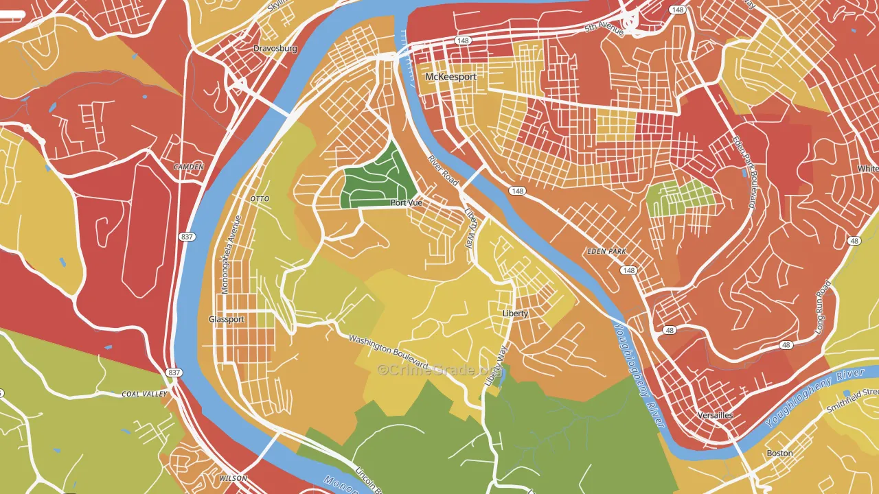 15133, PA Map of Theft Rates