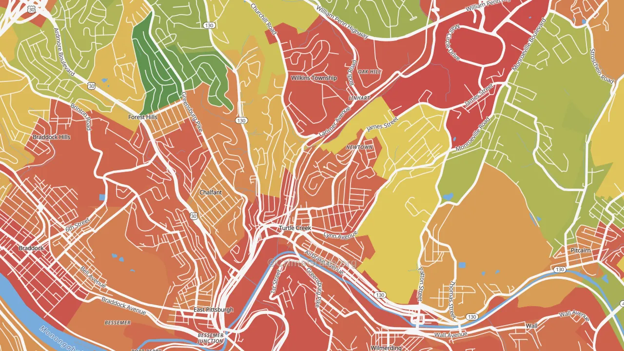 15145, PA Map of Theft Rates