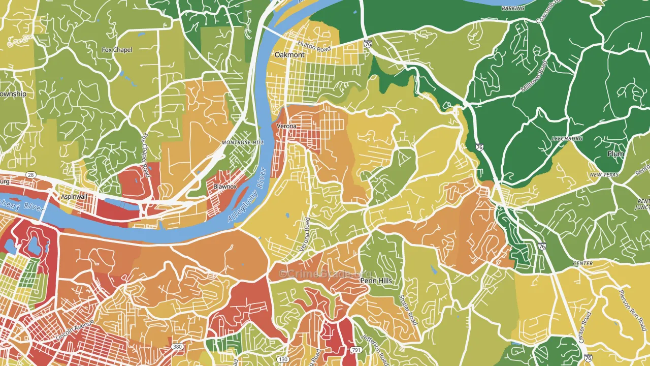 15147, PA Map of Theft Rates