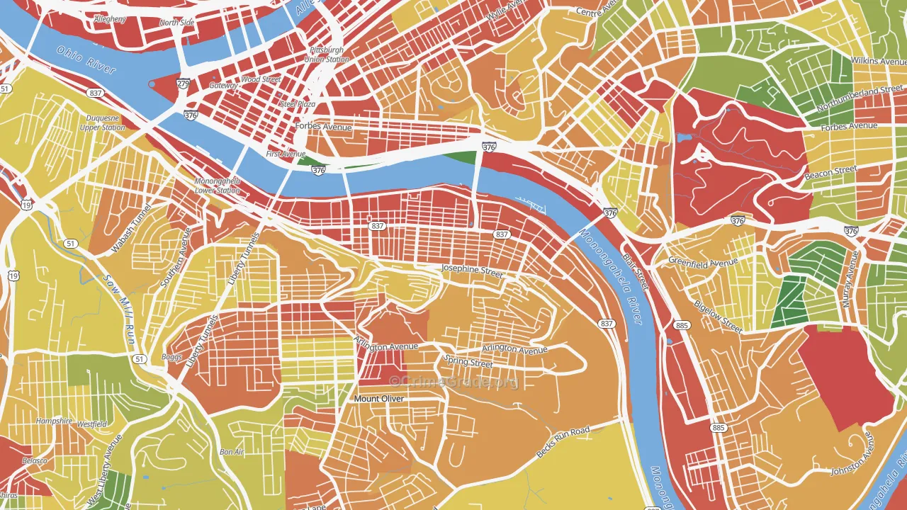 15203, PA Map of Theft Rates