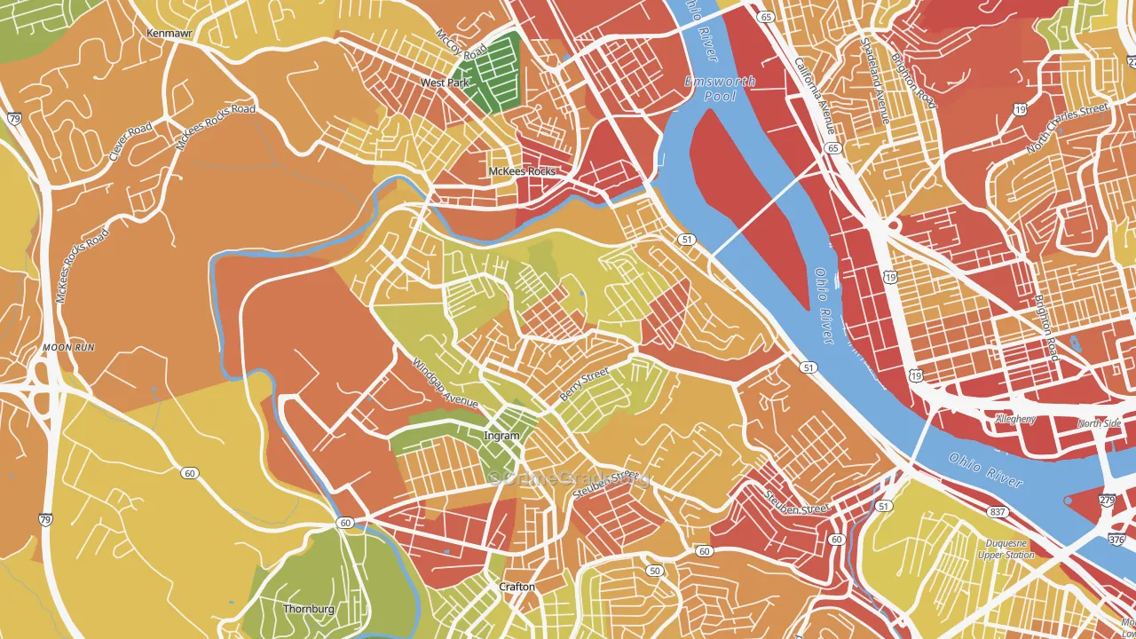 15204, PA Map of Theft Rates