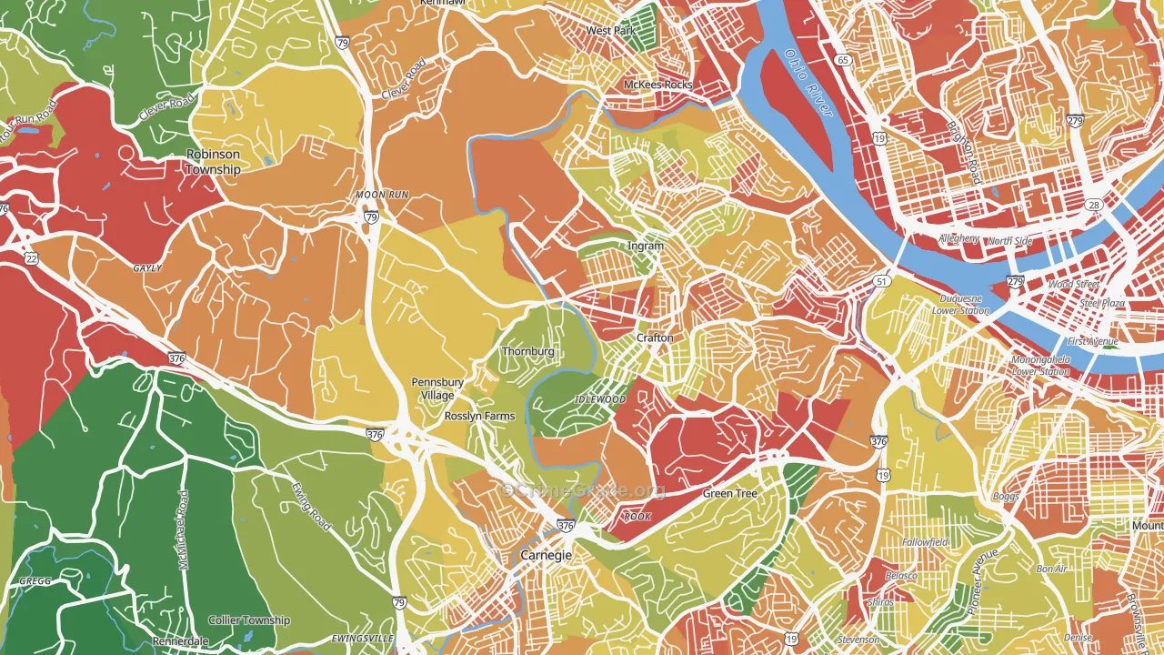 15205, PA Map of Theft Rates