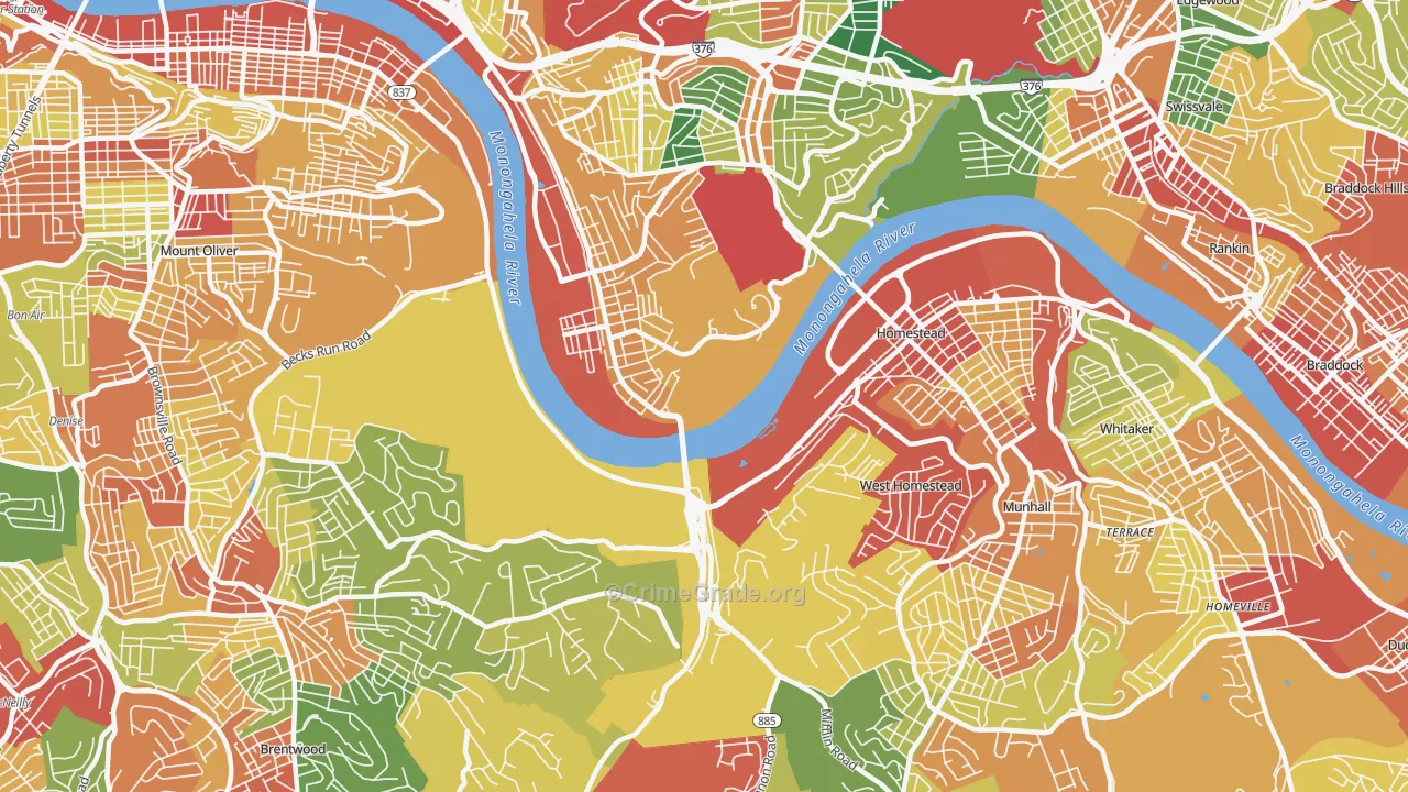 15207, PA Map of Theft Rates