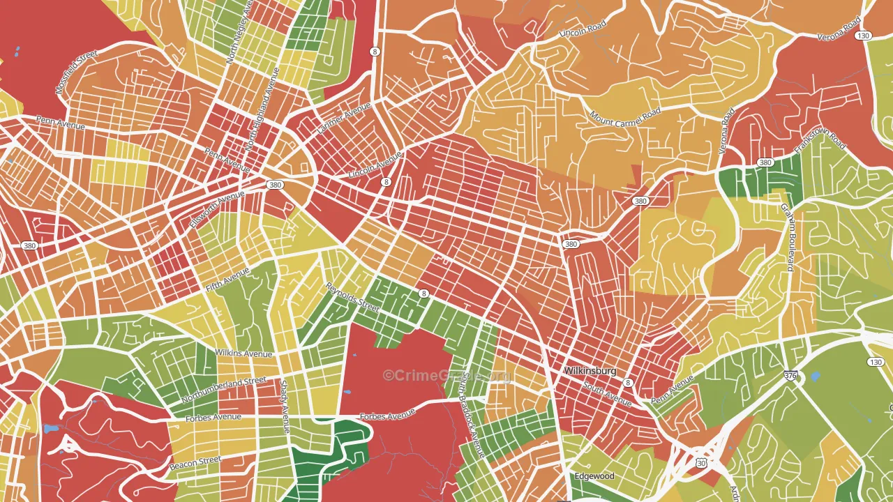15208, PA Map of Theft Rates