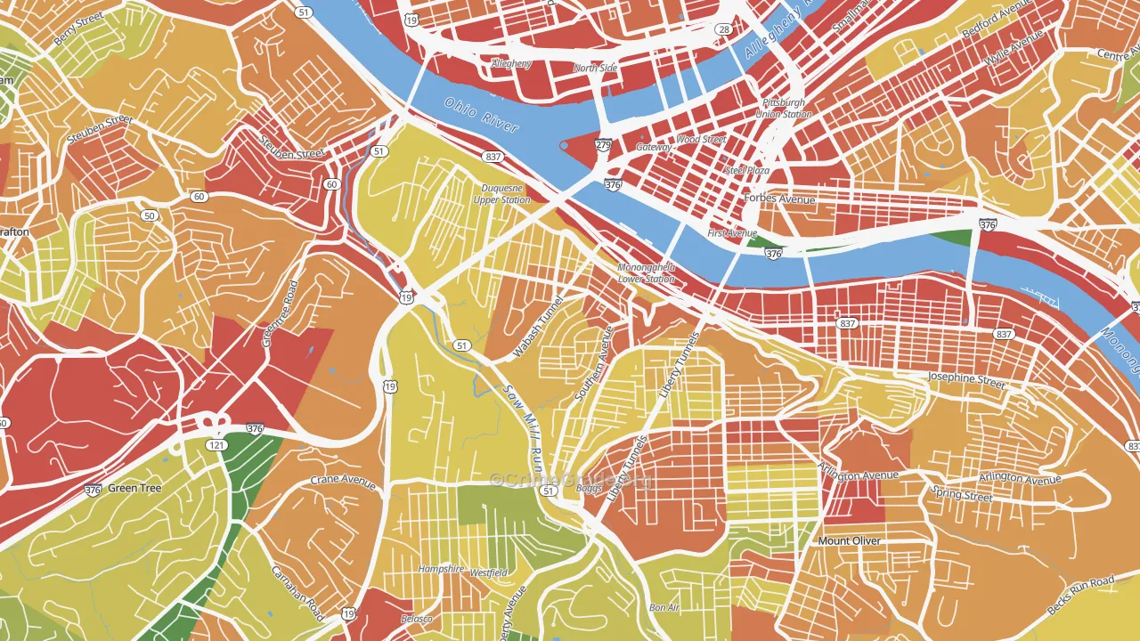 15211, PA Map of Theft Rates