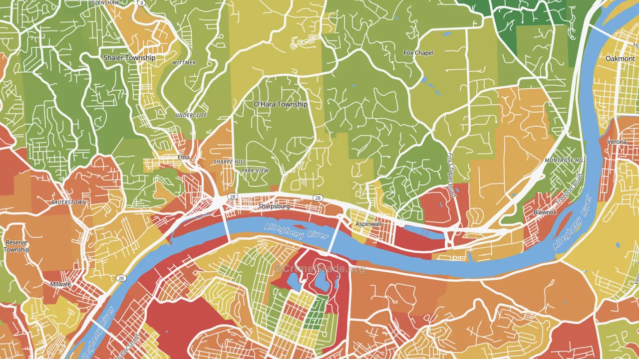 15215, PA Map of Theft Rates