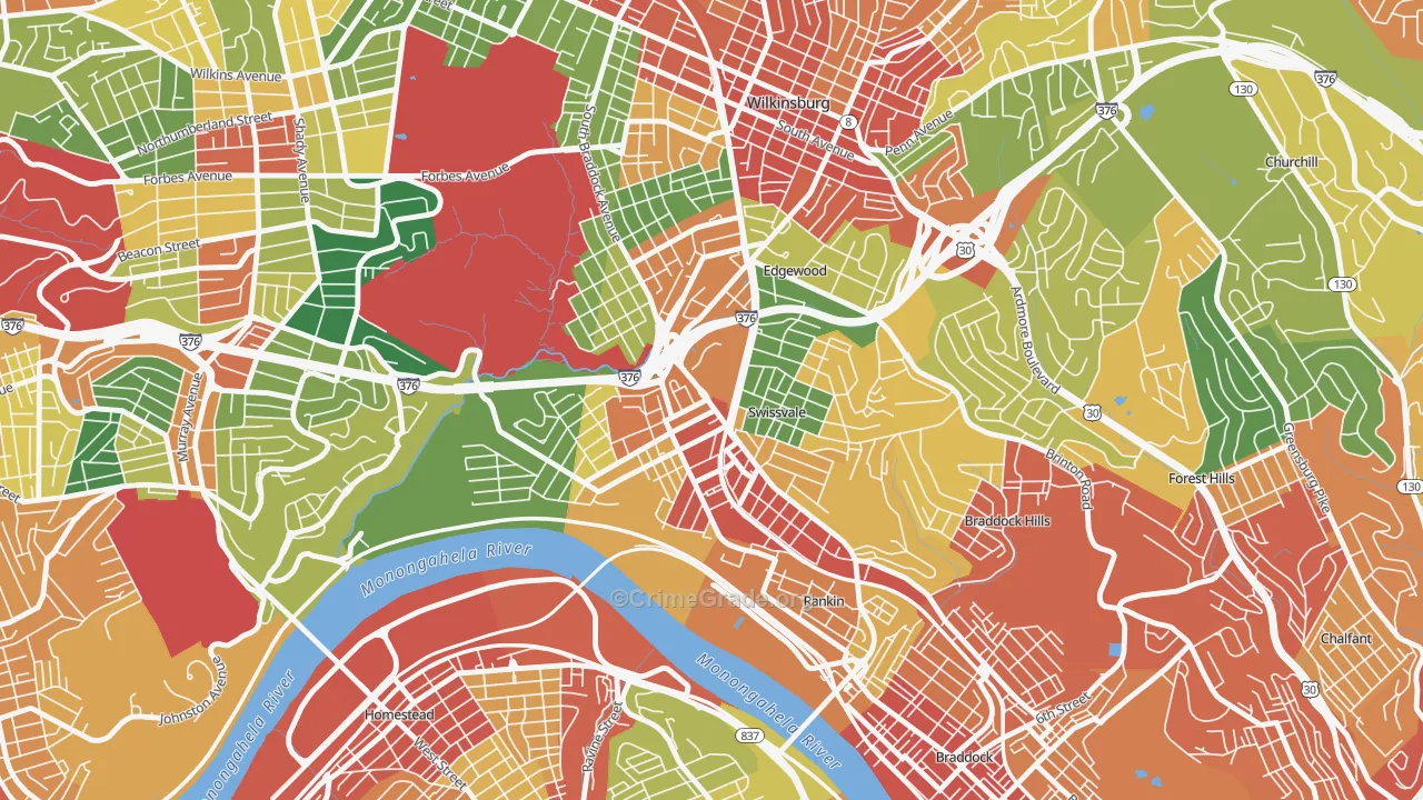 15218, PA Map of Theft Rates