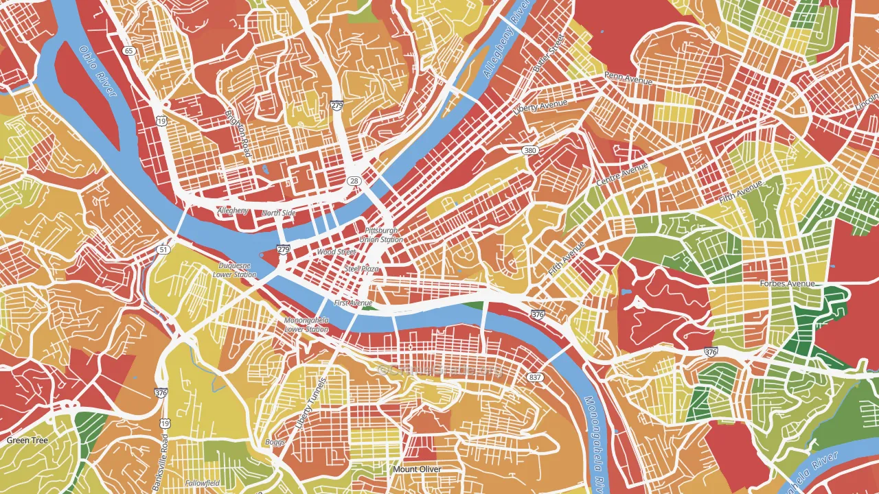 15219, PA Map of Theft Rates