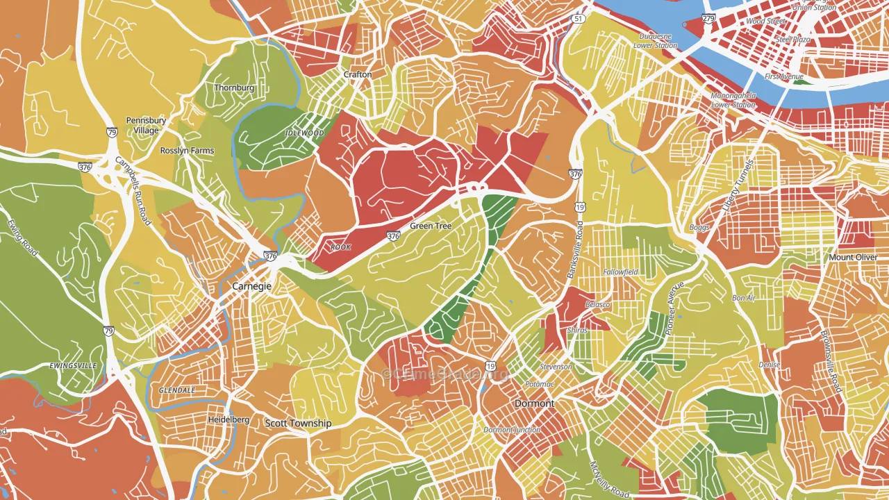 15220, PA Map of Theft Rates