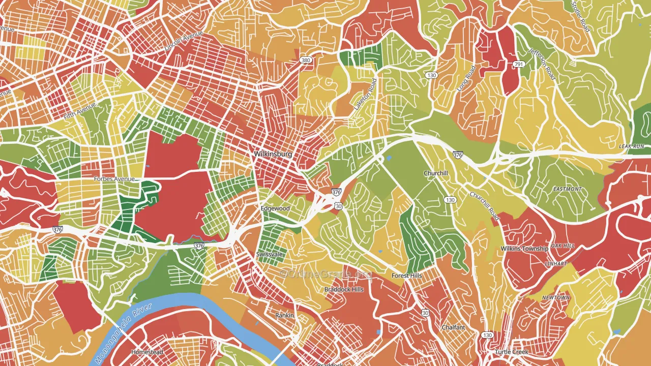 15221, PA Map of Theft Rates