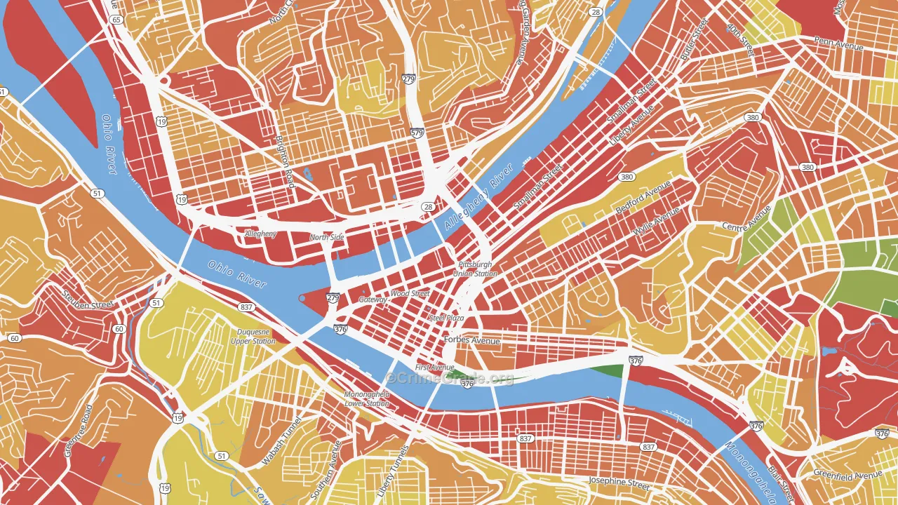 15222, PA Map of Theft Rates