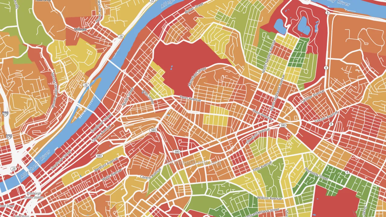 15224, PA Map of Theft Rates