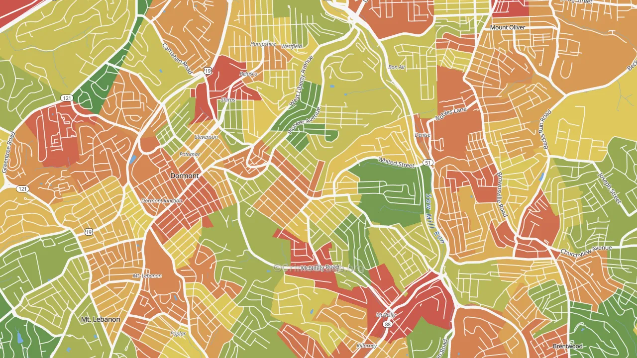 15226, PA Map of Theft Rates