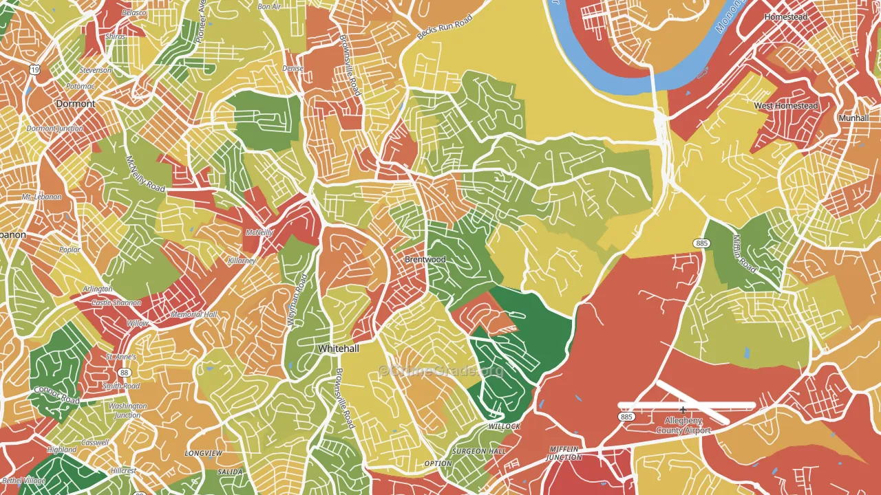 15227, PA Map of Theft Rates